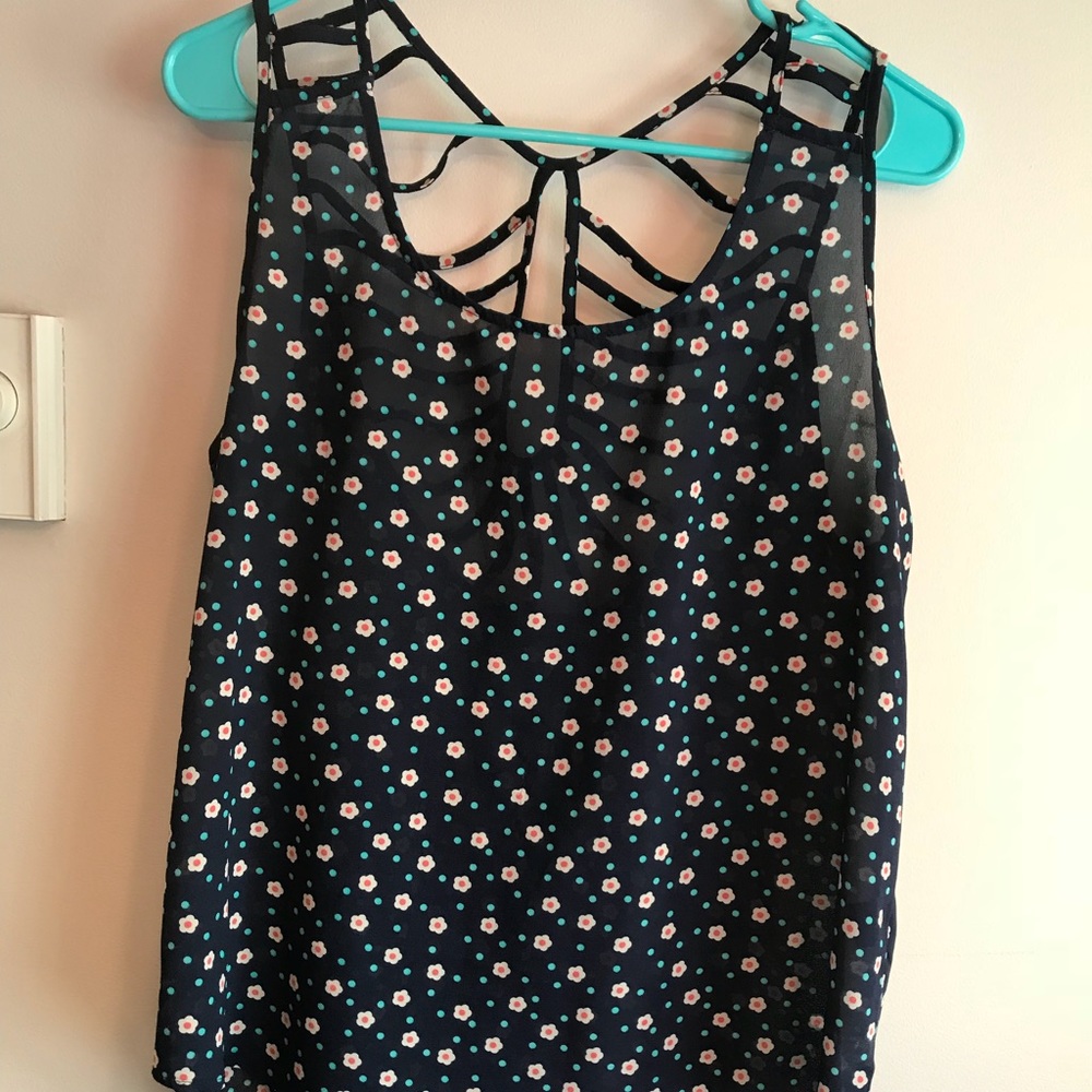 Navy Blue Tank Top Blouse